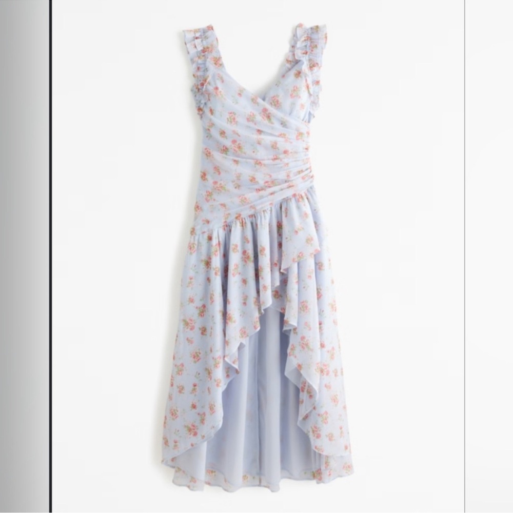 Abercrombie & Fitch Asymmetrical Dress in Light Blue Floral